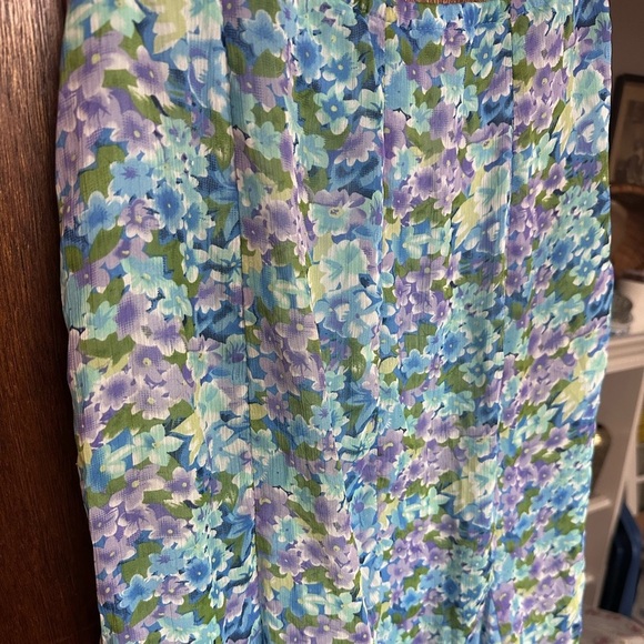 Y2K Notations Floral Vibrant Midi Skirt With Elastic Waist Asymmetrical Flowy - Picture 5 of 15